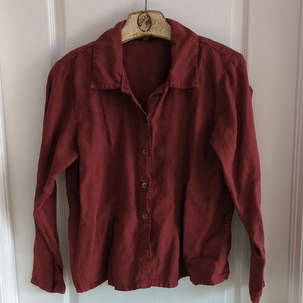 Vintage Hemp Blouse In Rust